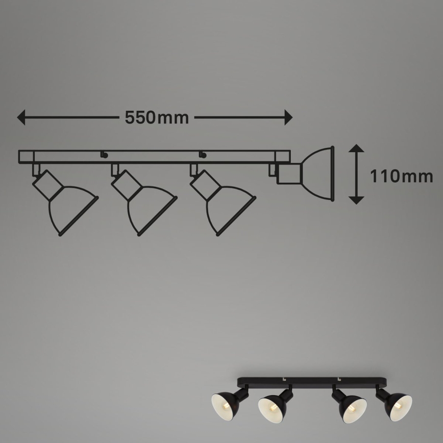 Brilo - Spotlampe RETRO 4xE14/25W/230V sort