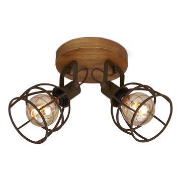 Brilo - Spotlampe VINTAGE 2xE27/25W/230V brun