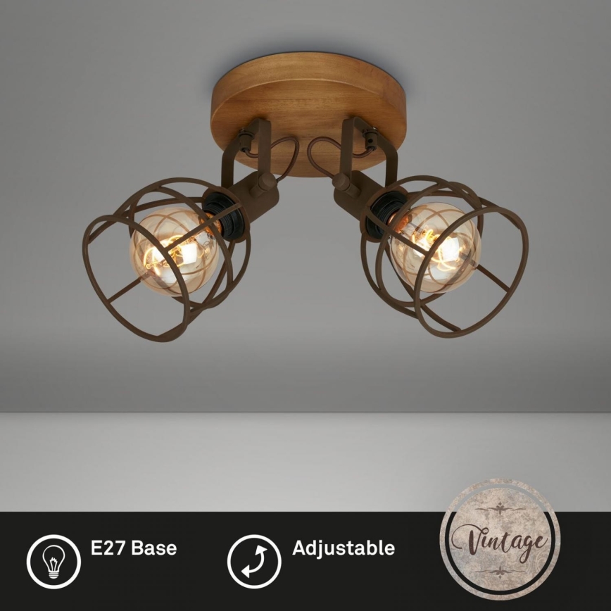 Brilo - Spotlampe VINTAGE 2xE27/25W/230V brun
