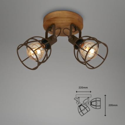 Brilo - Spotlampe VINTAGE 2xE27/25W/230V brun