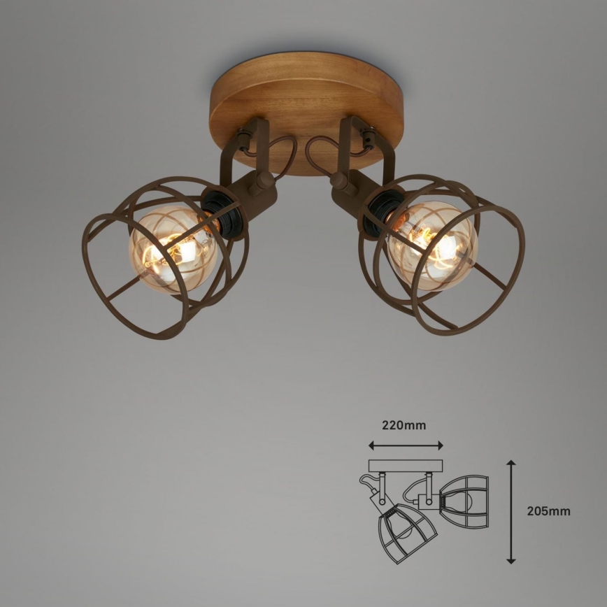 Brilo - Spotlampe VINTAGE 2xE27/25W/230V brun