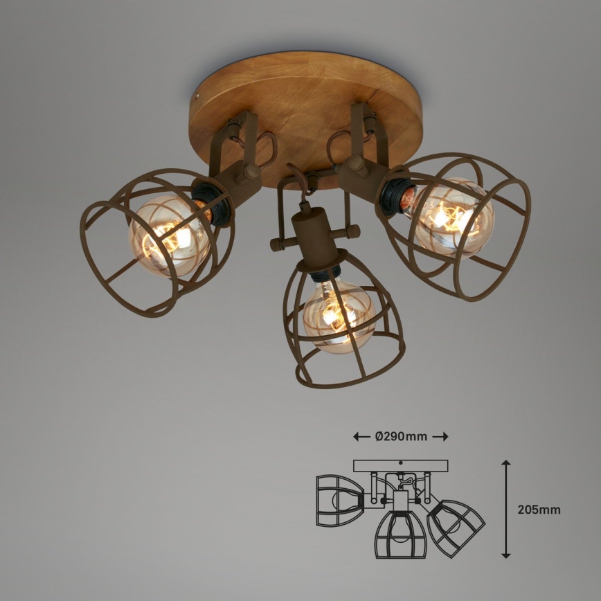 Brilo - Spotlampe VINTAGE 3xE27/25W/230V