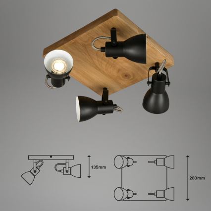 Brilo - Spotlampe VINTAGE 4xGU10/35W/230V