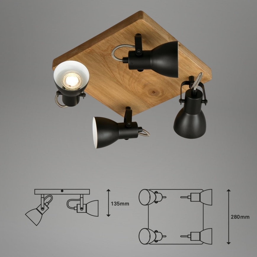 Brilo - Spotlampe VINTAGE 4xGU10/35W/230V