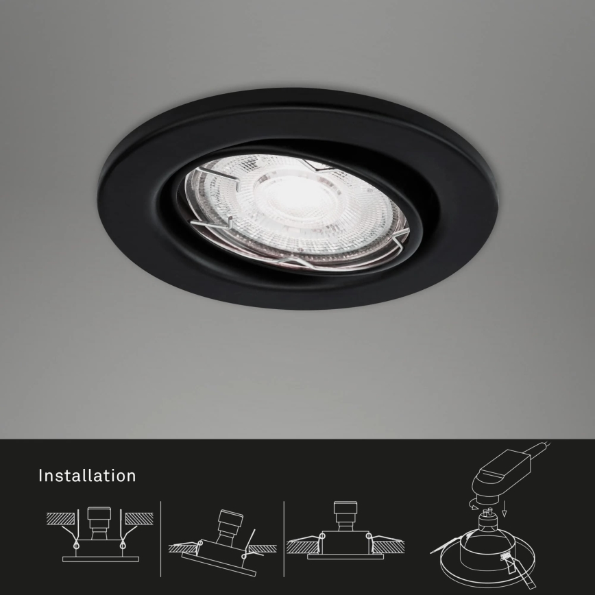 Brilo - SÆT 3x LED indbygningslampe til badeværelse 1xGU10/5W/230V IP23 sort