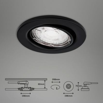 Brilo - SÆT 3x LED indbygningslampe til badeværelse 1xGU10/5W/230V IP23 sort