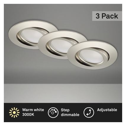 Brilo - SÆT 3x LED indbygningslampe til badeværelse dæmpbar LED/5W/230V IP23 mat krom