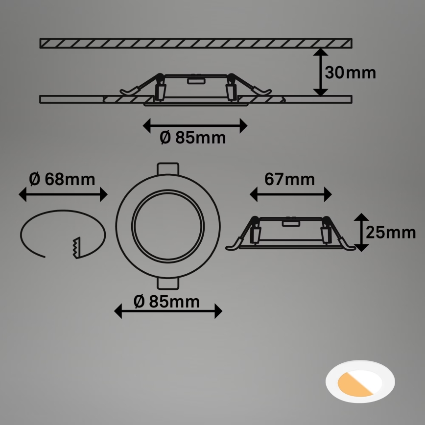 Brilo - SÆT 3x LED indbygningslampe til badeværelse LED/4W/230V IP44 3000/4000K hvid