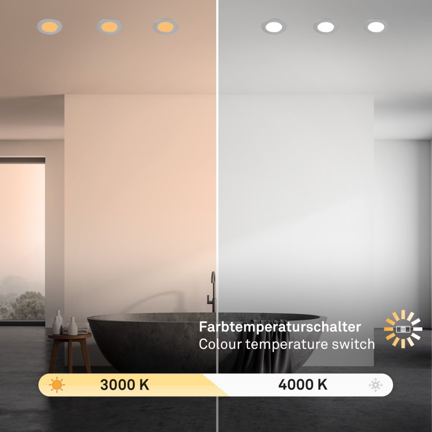 Brilo - SÆT 3x LED indbygningslampe til badeværelse LED/4W/230V IP44 3000/4000K sølvfarvet