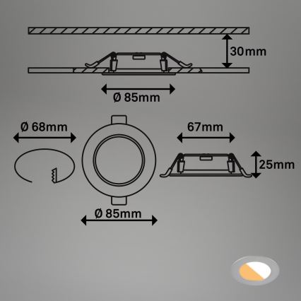 Brilo - SÆT 3x LED indbygningslampe til badeværelse LED/4W/230V IP44 3000/4000K sølvfarvet