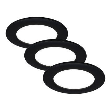 Brilo - Sæt 3x LED-indbygningsspots til badeværelse FLAT LED/6W/230V IP44, sort