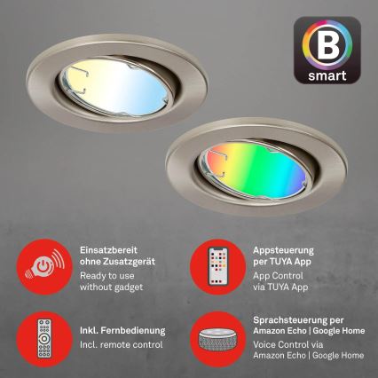 Brilo - SÆT 3x LED RGBW Badeværelseslampe dæmpbar 1xGU10/4,9W/230V 2700-6500K Wi-Fi Tuya IP23 + fjernbetjening