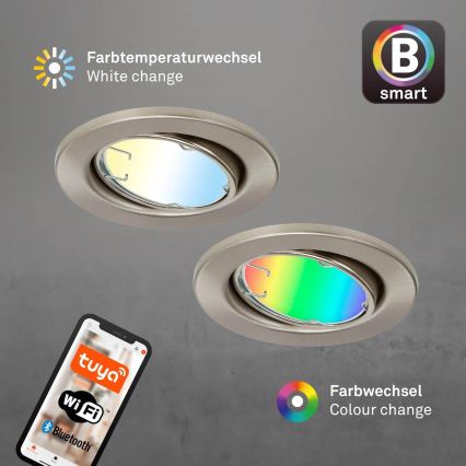 Brilo - SÆT 3x LED RGBW Badeværelseslampe dæmpbar 1xGU10/4,9W/230V 2700-6500K Wi-Fi Tuya IP23 + fjernbetjening