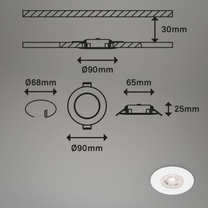 Brilo - SÆT 4x LED indbygningslampe til badeværelse LED/4,9W/230V IP44 hvid