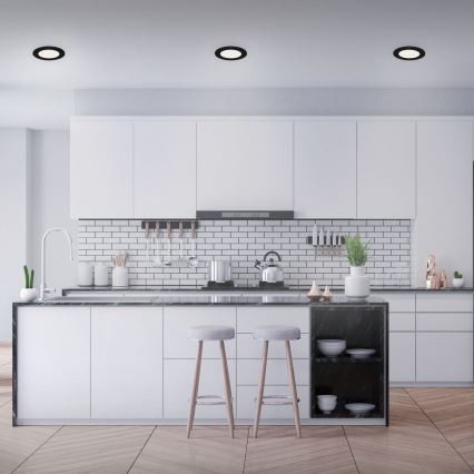 Brilo - Sæt 3x LED-indbygningsspots til badeværelse FLAT LED/6W/230V IP44, sort