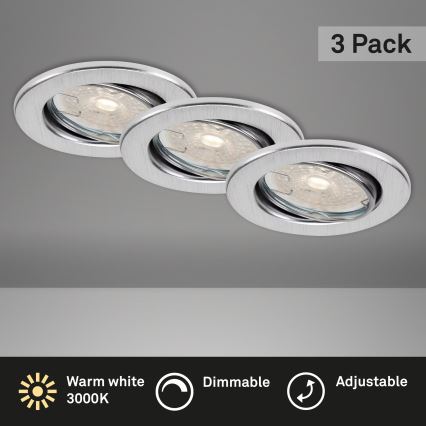 Brilo - SÆT 3x dæmpbare LED-indbygningsspots til badeværelset DIMM LED/5,5W/230V IP23 mat krom