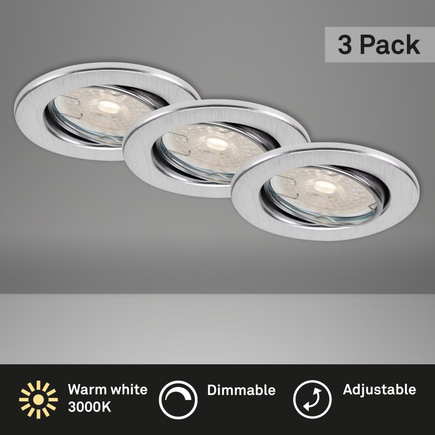 Brilo - SÆT 3x dæmpbare LED-indbygningsspots til badeværelset DIMM LED/5,5W/230V IP23 mat krom
