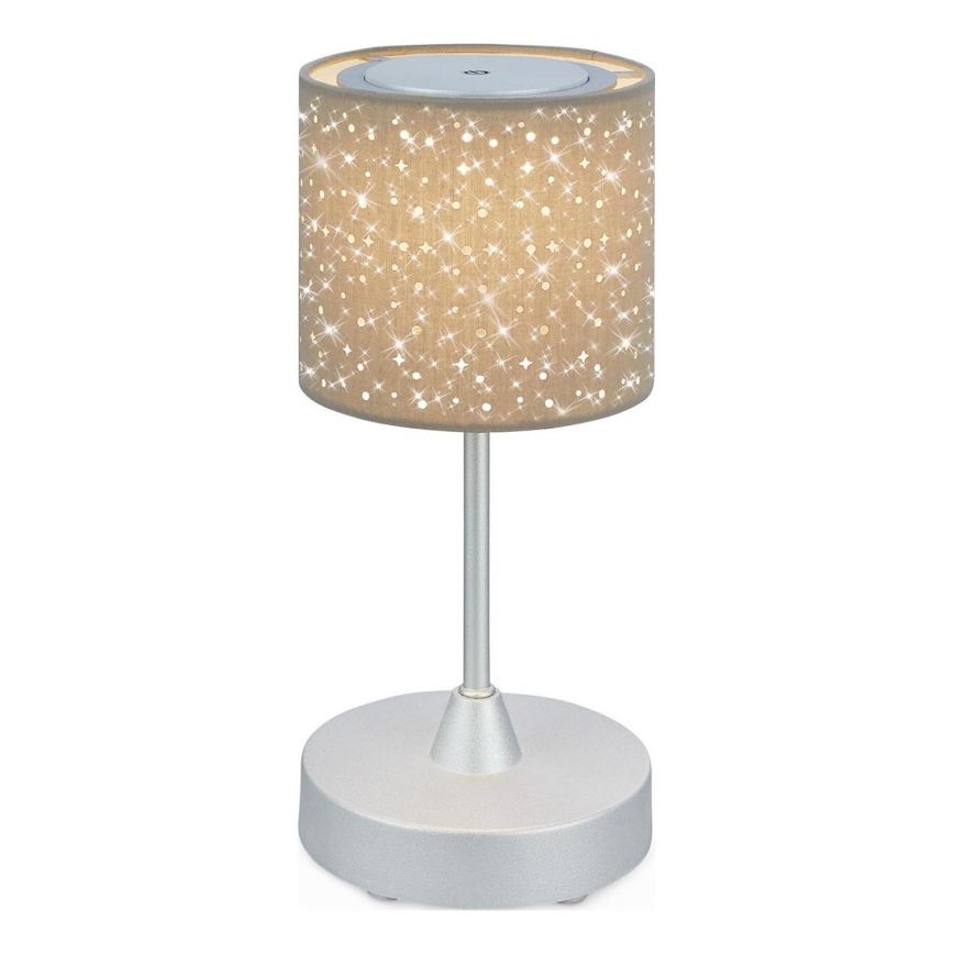 Brilo - Udendørs LED bordlampe dæmpbar og genopladelig LOLE LED/3W/5V 2000mAh IP44 sølvfarvet/beige