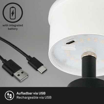 Brilo - Udendørs LED bordlampe dæmpbar og genpopladelig LED/3,5W/5V IP44 sort
