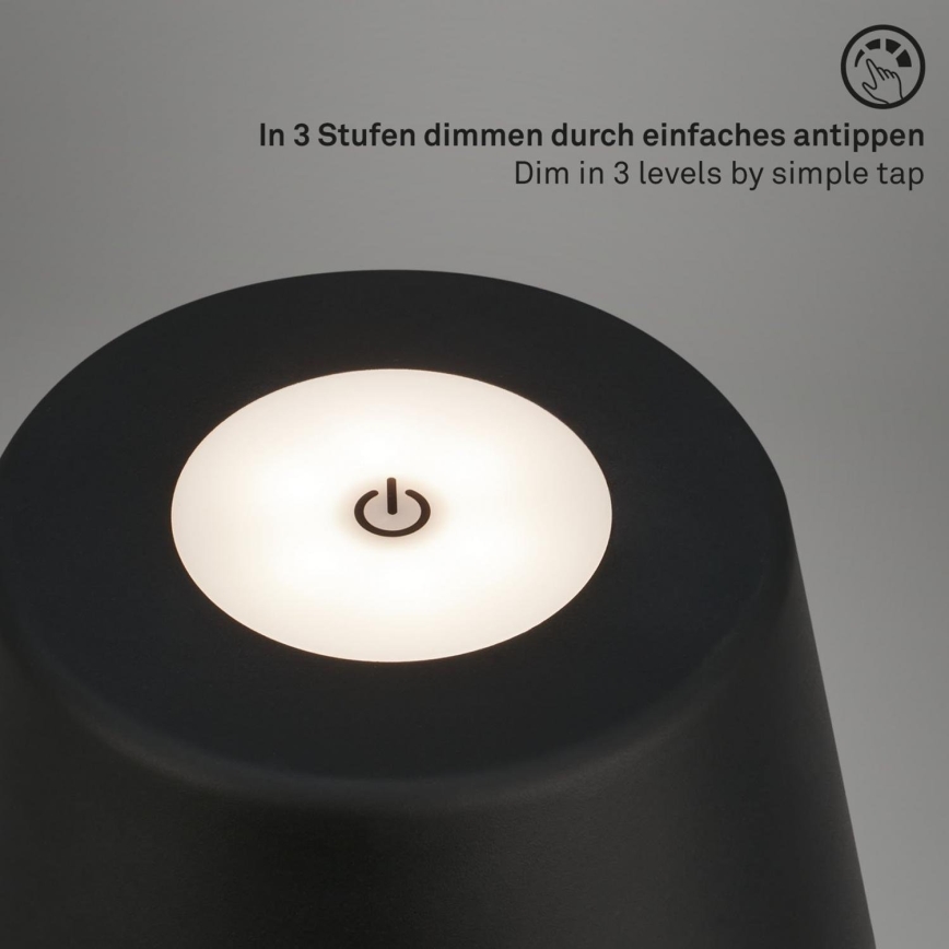 Brilo - Udendørs LED bordlampe dæmpbar og genpopladelig LED/3,5W/5V IP44 sort
