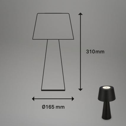 Brilo - Udendørs LED bordlampe dæmpbar og genpopladelig LED/3,5W/5V IP44 sort
