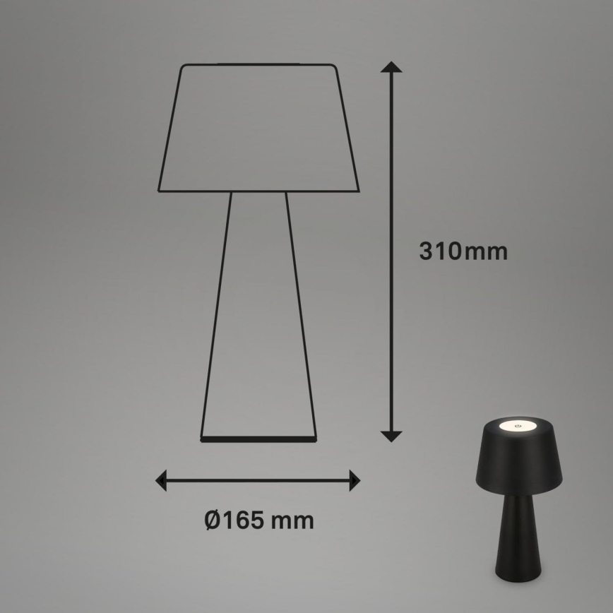 Brilo - Udendørs LED bordlampe dæmpbar og genpopladelig LED/3,5W/5V IP44 sort