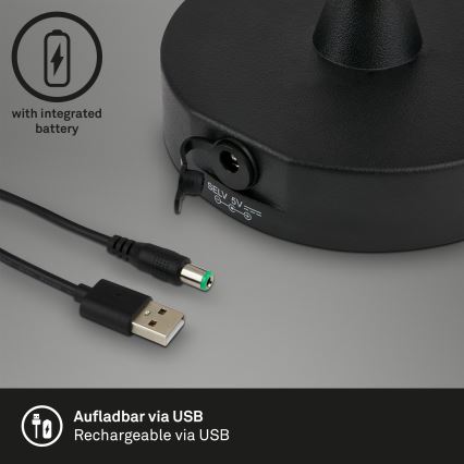 Brilo - Udendørs LED lampe dæmpbar og genopladelig LED/3W/5V IP44 2000 mAh