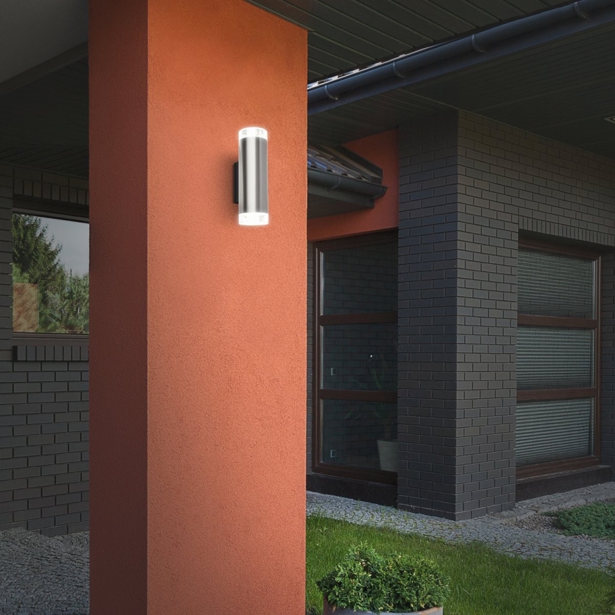 Brilo - Udendørs LED væglampe 2xGU10/4,7W/230V IP44 4000K mat krom