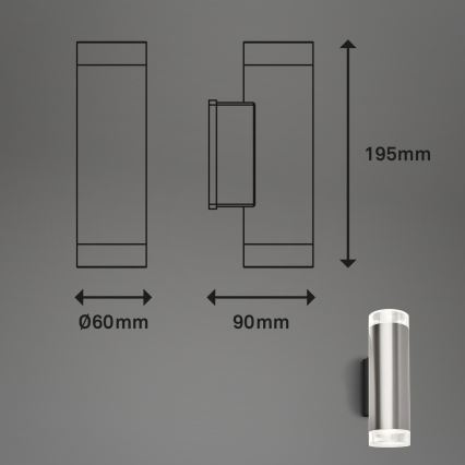 Brilo - Udendørs LED væglampe 2xGU10/4,7W/230V IP44 4000K mat krom