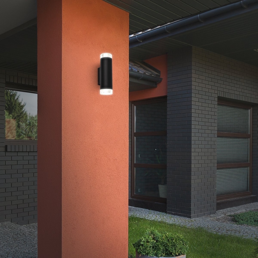 Brilo - Udendørs LED væglampe 2xGU10/4,7W/230V IP44 4000K sort