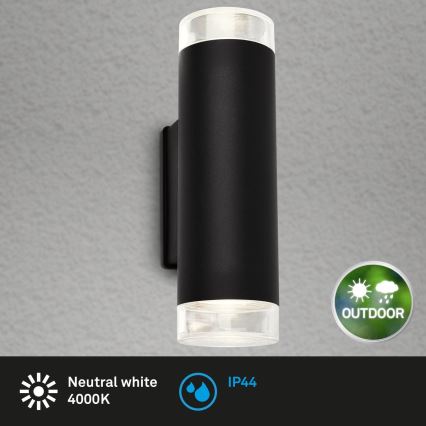 Brilo - Udendørs LED væglampe 2xGU10/4,7W/230V IP44 4000K sort