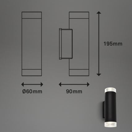 Brilo - Udendørs LED væglampe 2xGU10/4,7W/230V IP44 4000K sort