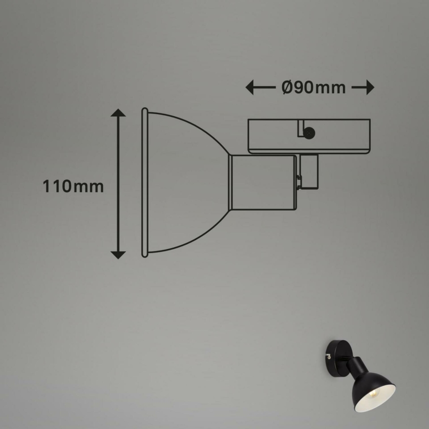 Brilo - Vægspot RETRO 1xE14/25W/230V sort