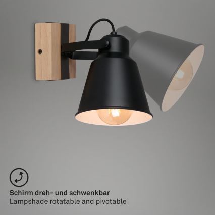 Brilo - Vægspot TALLE  1xE27/40W/230V gummitræ