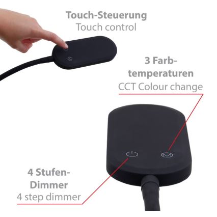 Briloner 1297-015 - LED Dæmpbar fleksibel gulvlampe LED/6,6W/230V 3000K/4000K/6000K