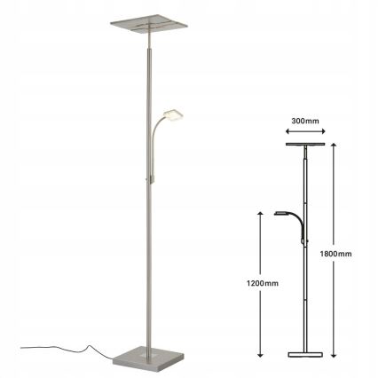 Briloner 1328-022 - LED Dæmpbar gulvlampe LED/21W/230V + LED/3,5W mat krom