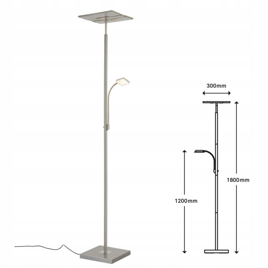 Briloner 1328-022 - LED Dæmpbar gulvlampe LED/21W/230V + LED/3,5W mat krom