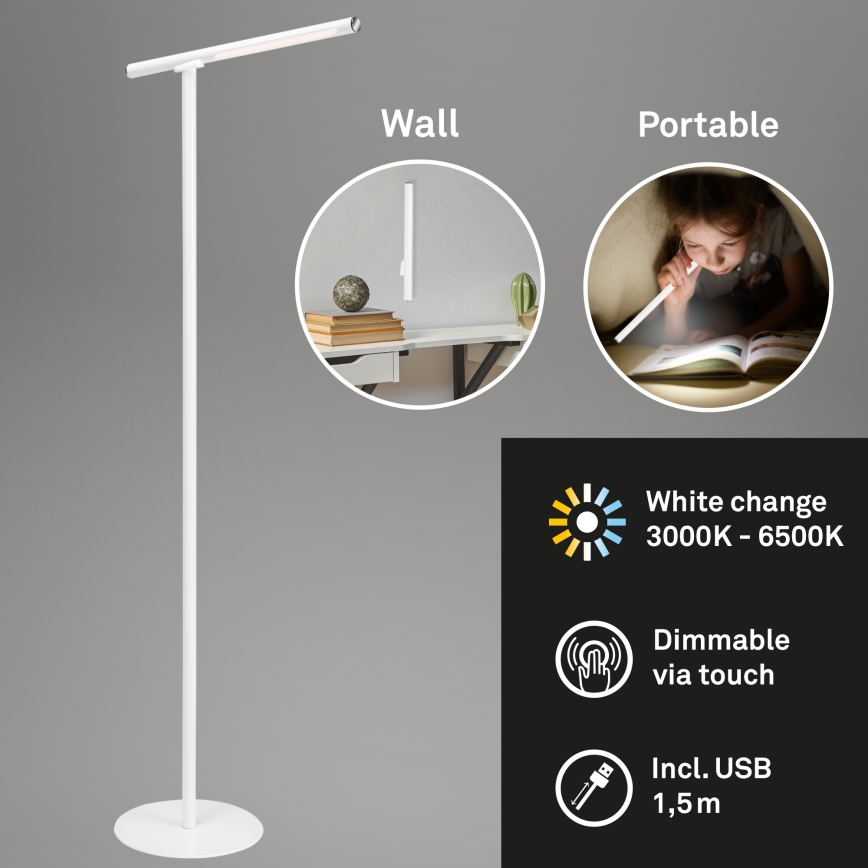 Briloner 1384-016 - LED gulvlampe touch-funktion dæmpbar 2-i-1 EVERYWHERE LED/2,3W/5V 2000 mAh