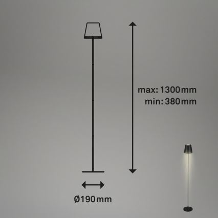 Briloner 1438015 - Dæmpbar LED-gulvlampe KIKI LED/4,3W/5V IP44 2600 mAh sort