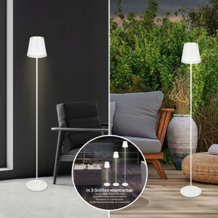 Briloner 1438016 - LED gulvlampe touch-funktion dæmpbar 3-i-1 LED/3,5W/5V IP44 3000K 38-130 cm hvid
