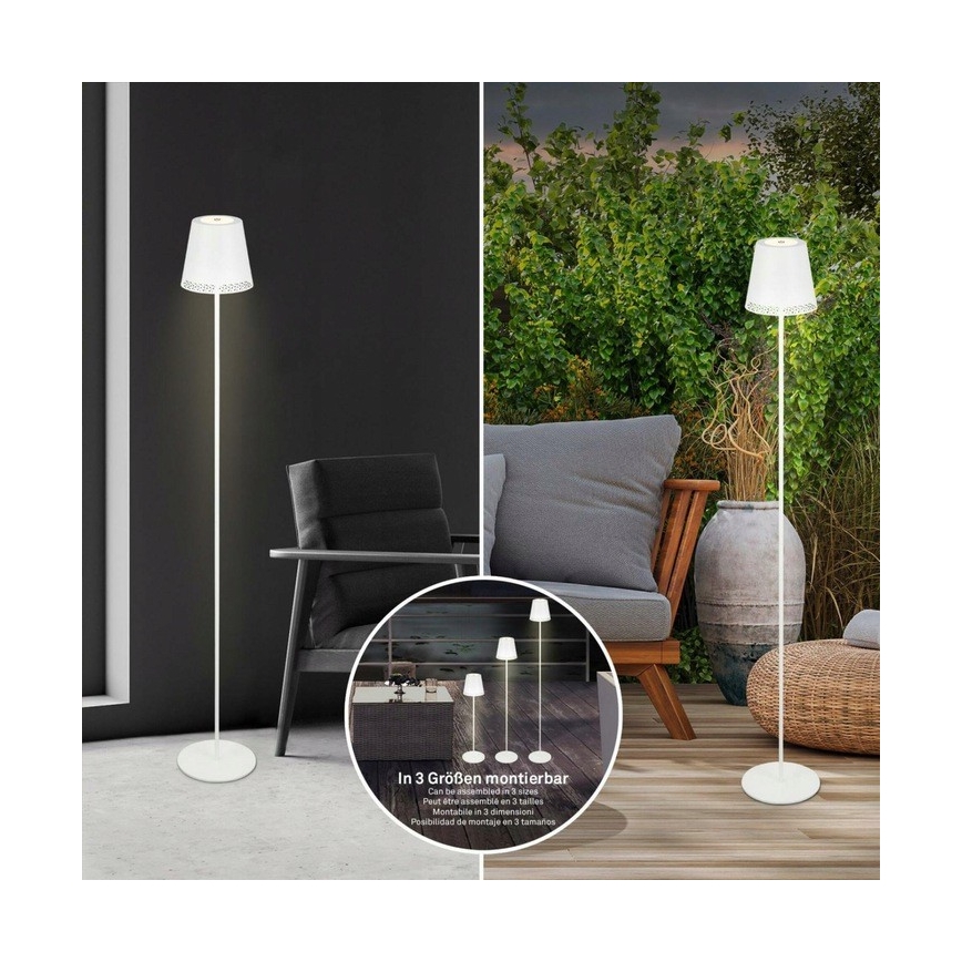 Briloner 1438016 - LED gulvlampe touch-funktion dæmpbar 3-i-1 LED/3,5W/5V IP44 3000K 38-130 cm hvid