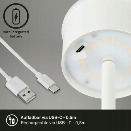 Briloner 1438016 - LED gulvlampe touch-funktion dæmpbar 3-i-1 LED/3,5W/5V IP44 3000K 38-130 cm hvid