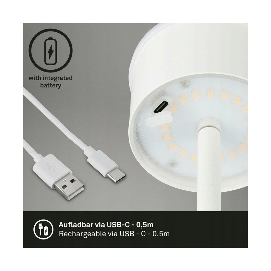 Briloner 1438016 - LED gulvlampe touch-funktion dæmpbar 3-i-1 LED/3,5W/5V IP44 3000K 38-130 cm hvid