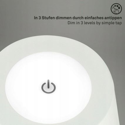 Briloner 1438016 - LED gulvlampe touch-funktion dæmpbar 3-i-1 LED/3,5W/5V IP44 3000K 38-130 cm hvid