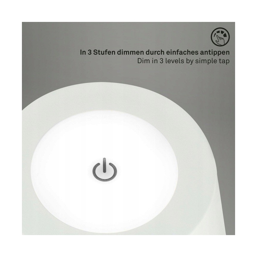 Briloner 1438016 - LED gulvlampe touch-funktion dæmpbar 3-i-1 LED/3,5W/5V IP44 3000K 38-130 cm hvid