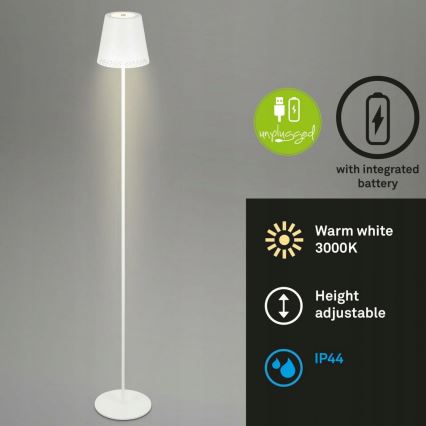 Briloner 1438016 - LED gulvlampe touch-funktion dæmpbar 3-i-1 LED/3,5W/5V IP44 3000K 38-130 cm hvid