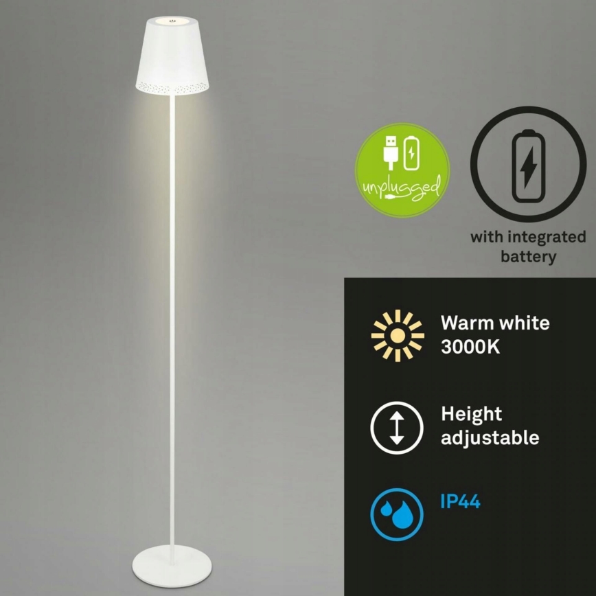 Briloner 1438016 - LED gulvlampe touch-funktion dæmpbar 3-i-1 LED/3,5W/5V IP44 3000K 38-130 cm hvid