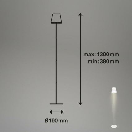 Briloner 1438016 - LED gulvlampe touch-funktion dæmpbar 3-i-1 LED/3,5W/5V IP44 3000K 38-130 cm hvid