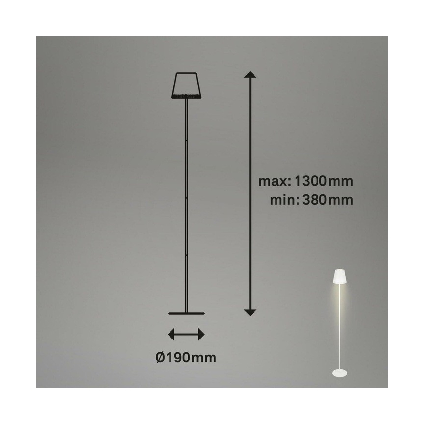 Briloner 1438016 - LED gulvlampe touch-funktion dæmpbar 3-i-1 LED/3,5W/5V IP44 3000K 38-130 cm hvid