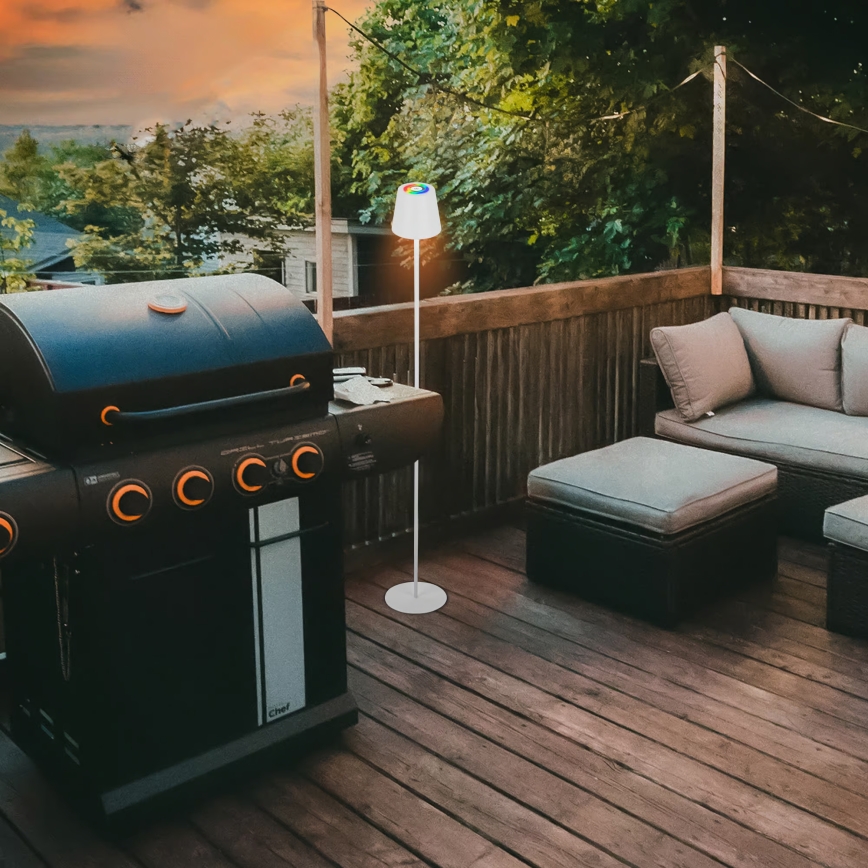 Briloner 1507016 - LED dæmpbar gulvlampe KIKI LED/4,3W/5V IP44 2600 mAh hvid